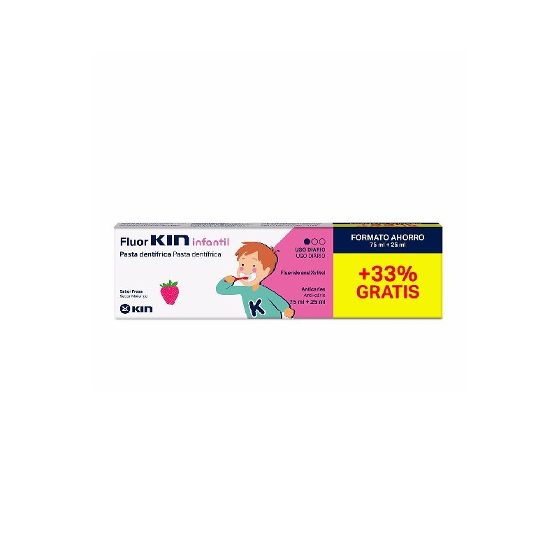 Kin Fluor Dentifrice Pates Enfant Fraise 75ml+ 25ml Gr