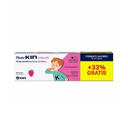 Kin Fluor Dentifrice Pates Enfant Fraise 75ml+ 25ml Gr