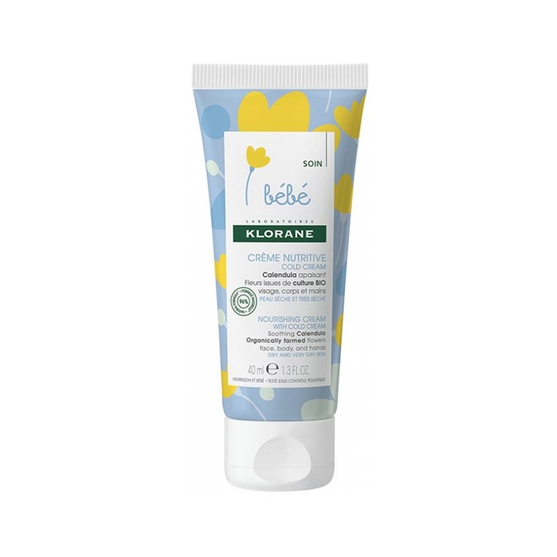 Klorane – Crème nutritive au Cold Cream et Calendula – Bébé – Peau sèche et très sèche 40 ml
