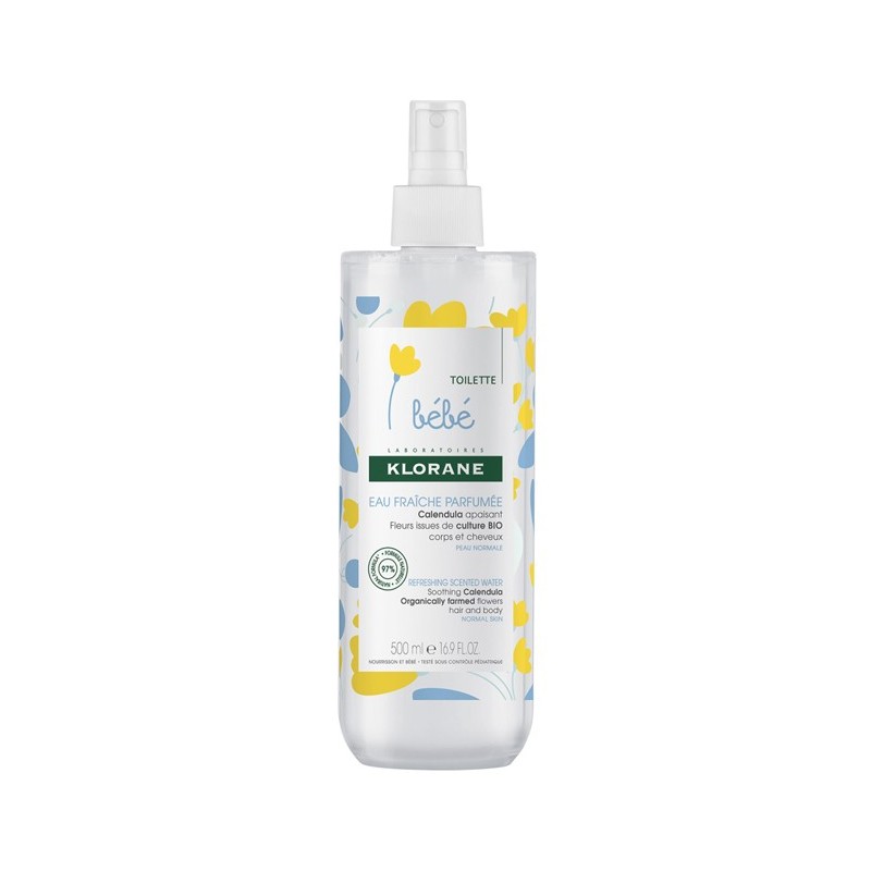 Klorane – Eau fraîche parfumée au Calendula apaisant – Bébé – Peau normale 500 ml