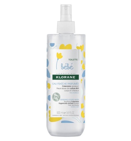 Klorane – Eau fraîche parfumée au Calendula apaisant – Bébé – Peau normale 500 ml