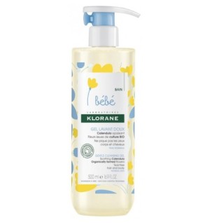 Klorane – Gel lavant doux au Calendula apaisant – Bébé – Corps et cheveux – Peau normale 500 ml