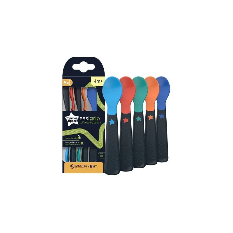 Tommee Tippee Lot de 5 Cuillères d’apprentissage Easigrip 4M+