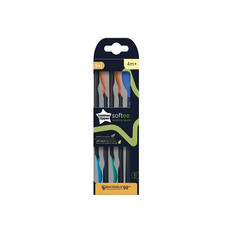 Tommee Tippee Lot de 5 Cuillères d’apprentissage Softee 4M+