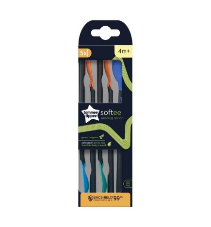 Tommee Tippee Lot de 5 Cuillères d’apprentissage Softee 4M+