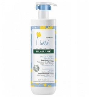 Klorane Bébé – Lait de toilette sans rinçage au Calendula apaisant – Bébé – Peau normale à sèche 500 ml