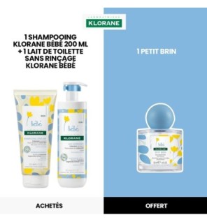 KLORANE Bébé Shampooing 200ml+1 Lait sans Rinçage 500ml  égal  1 Petit Brin OFFERT