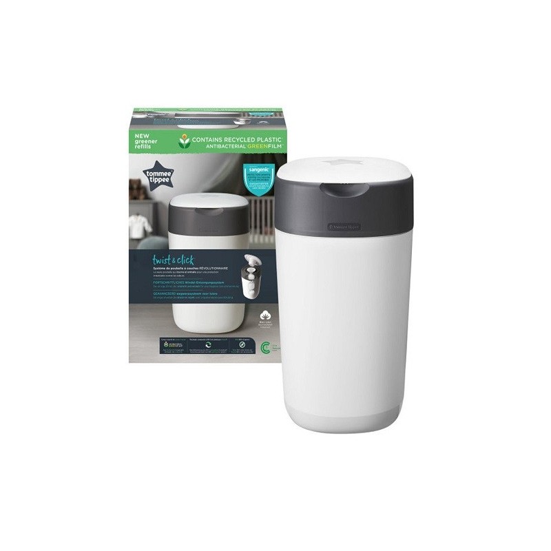 Tommee Tippee Poubelle à Couches Anti-Odeur Twist & Click- Blanc