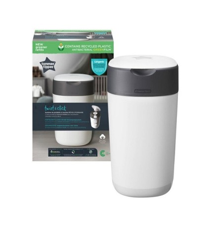 Tommee Tippee Poubelle à Couches Anti-Odeur Twist & Click- Blanc