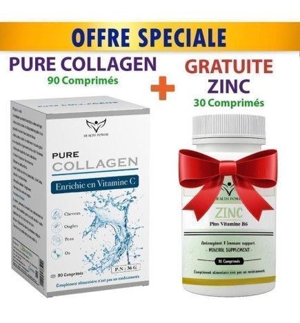 HEALTH POWER PURE COLLAGEN 90 Comprimés +ZINC 30 Comprimés OFFERT