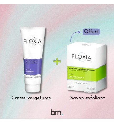 Floxia Creme Anti-Vergetures 125ml  égal  Savon Exfoliant 125G OFFERTE