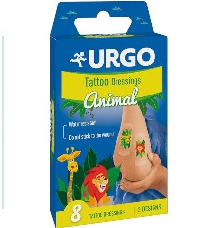 Urgo – Animal Kids – Pansements enfant aux motifs amusants – Boîte de 8 pansements