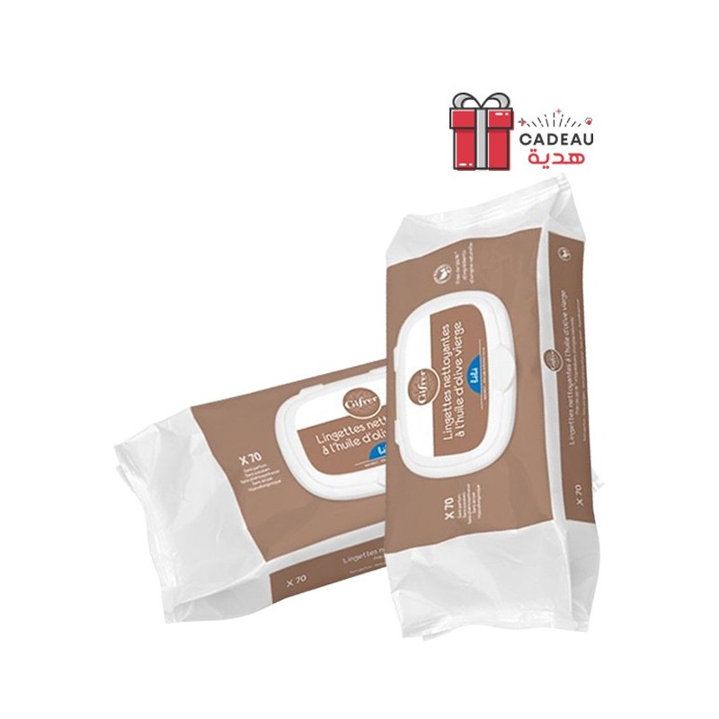Gifrer Lingettes Nettoyantes à l’Huile d’Olive Vierge – 70 Piéces Lot de 2