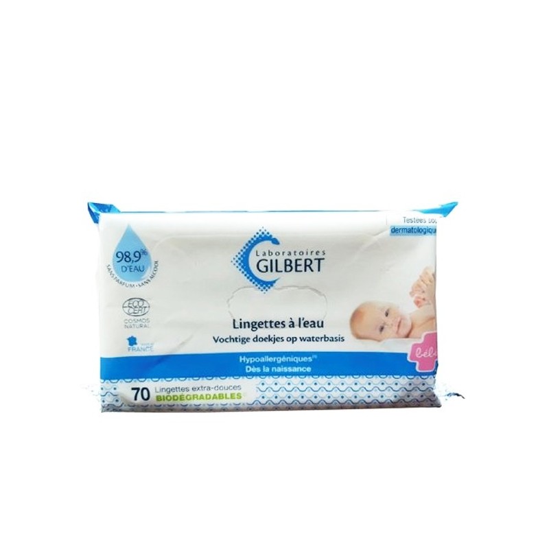 Gilbert Lingettes Bébé à l’Eau Biodégradables – 70 lingettes