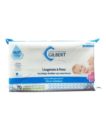 Gilbert Lingettes Bébé à l’Eau Biodégradables – 70 lingettes
