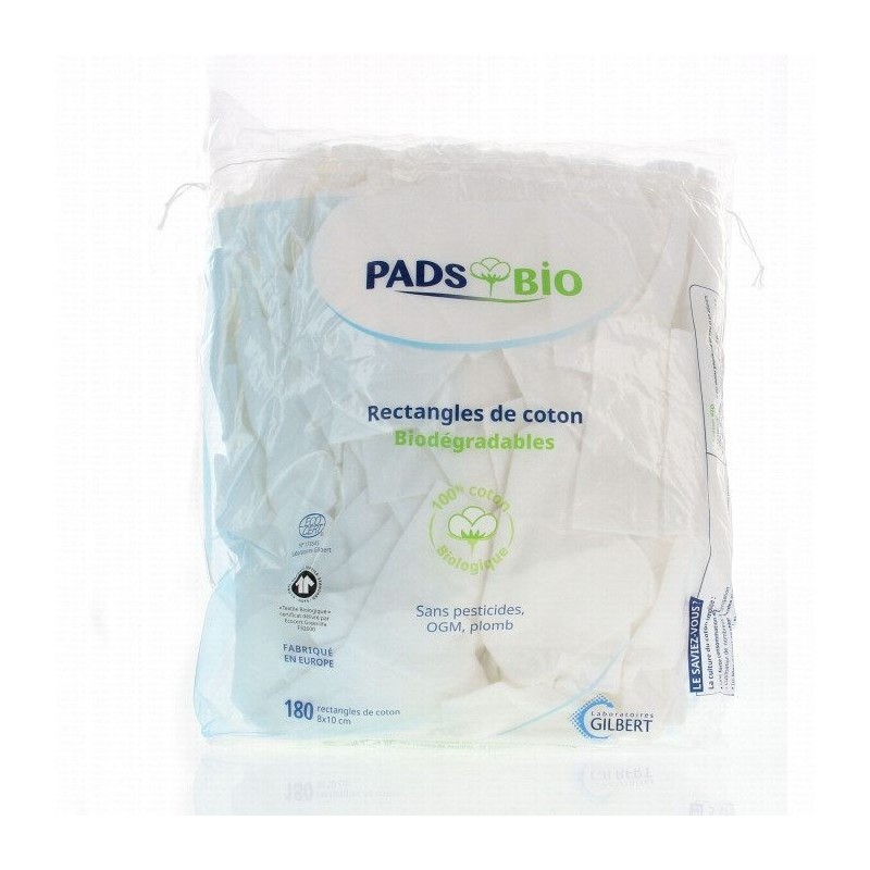 GILBERT PADS BIO RECTANGLES DE COTON 8X10CM