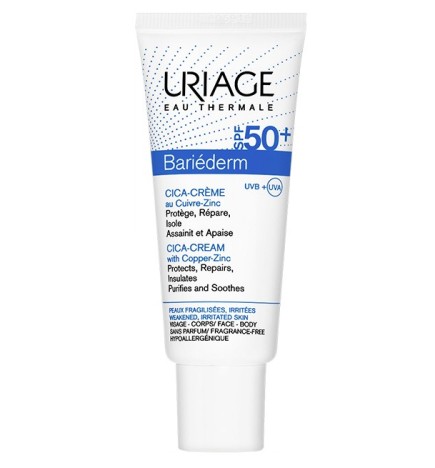 Uriage – Bariéderm – Cica-Crème SPF50+ au Cuivre-Zinc – 40 ml