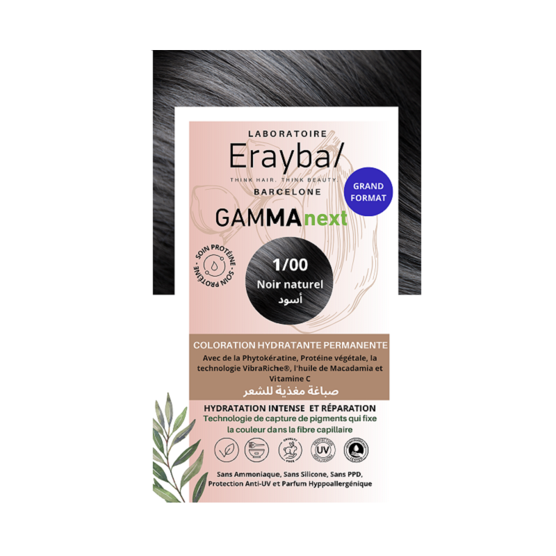 Erayba Gamma Next Coloration 1/00  Noir Naturel Coloration Hydratante Permanente