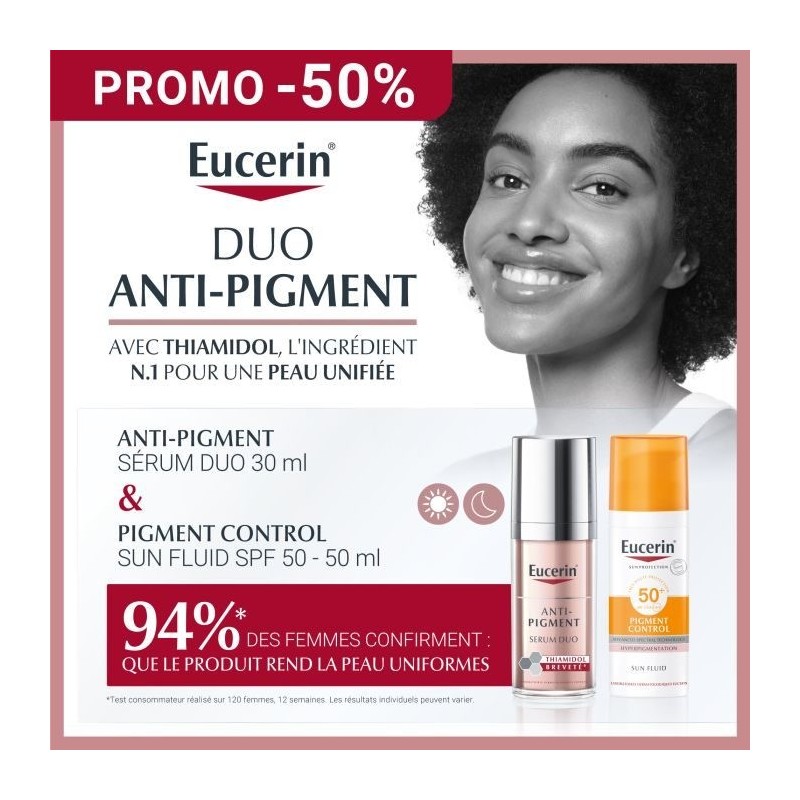 Eucerin ANTI-PIGMENT SÉRUM DUO 30 ML + Ecran pigment spf50 OFFERT Eucerin ANTI-PIGMENT SÉRUM DUO 30 ML + Ecran pigment spf50 OFFERT