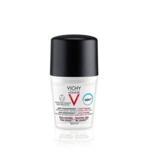 Vichy Homme Déodorant Bille Anti-Traces 48H Protection Chemises Peau Sensible | 50ml