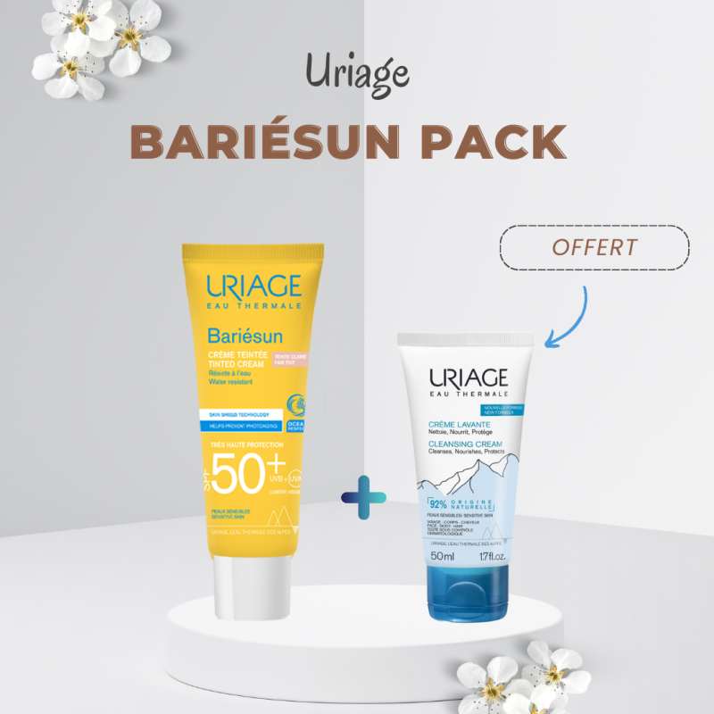 URIAGE BARIÉSUN CRÈME SPF50+TEINTE CLAIRE  égal  Crème Lavante 50ml Offerte