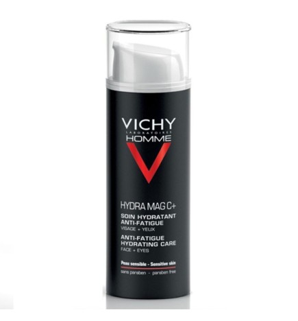 Vichy Homme Hydra Mag C+ Soin Hydratant Anti-Fatigue Visage et Yeux Sensibles | 50ml