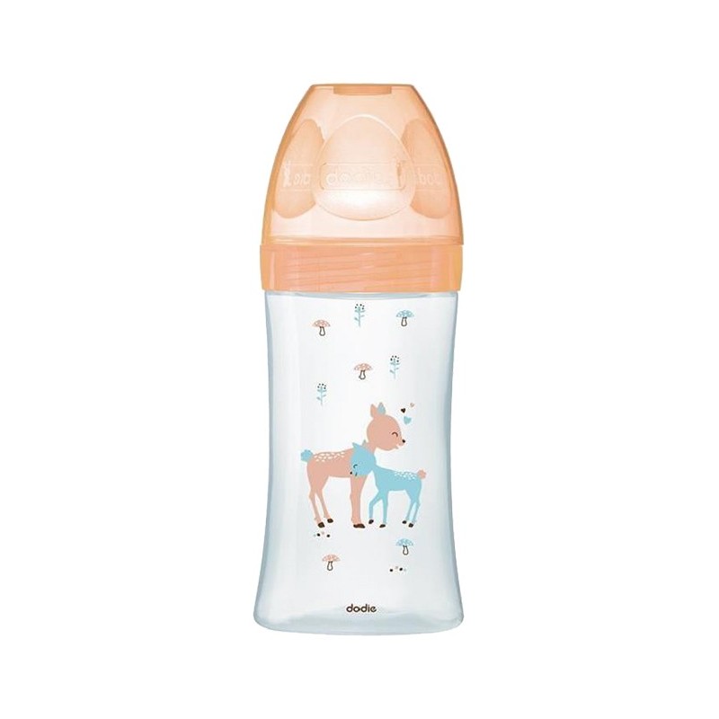 Dodie – Biberon verre Sensation+ (0-6 M) 3 vitesses débit 2 – Beige biche – 270 ml