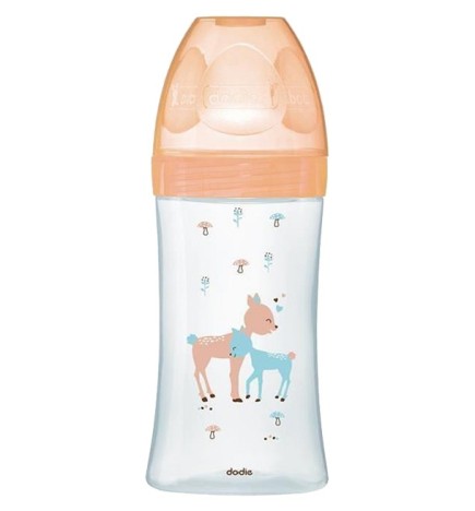 Dodie – Biberon verre Sensation+ (0-6 M) 3 vitesses débit 2 – Beige biche – 270 ml