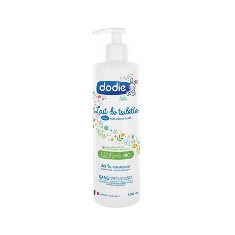 Dodie – Lait de toilette 3 en 1 flacon Pompe – 500 ml