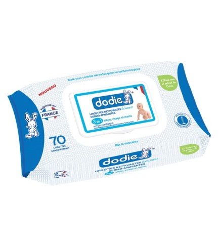 Dodie – Lingettes nettoyantes derme-apaisantes – (x70)