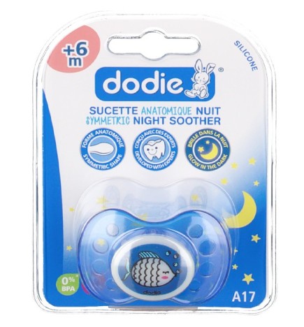 Dodie – Sucette forme anatomique silicone nuit (6M +) N°17