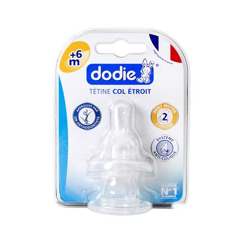 Dodie – Tétines col étroit (6M +) 3 vitesses Débit 2 (X2)