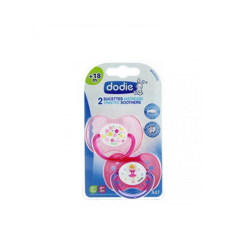 Dodie 2 Sucette Anatomique A47 +18m Duo Fille Fleurs/Danseuse