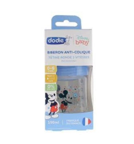 Dodie Biberon Anti-Colique Mickey Bleu 0-6m 150ml