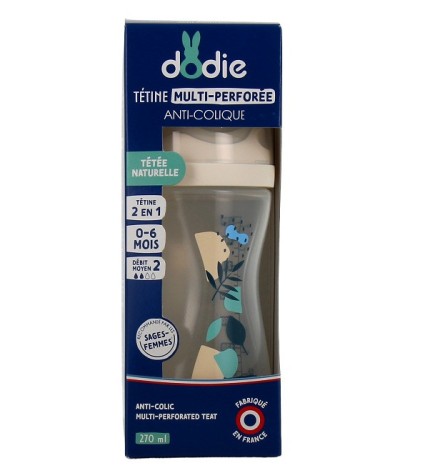 Dodie Biberon Multi Perfore Tetine Debit 2 Bleu 0-6mois 270ml