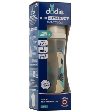 DODIE Biberon Multi Perfore Tetine Debit 3 Rose +6mois 330ml