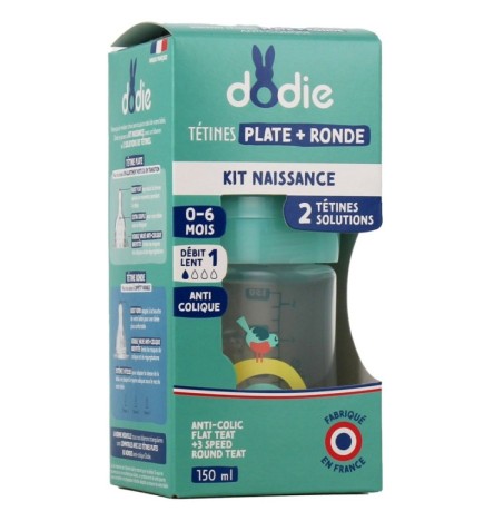 DODIE Biberon Sens+ Tetine Plat Debit 1 Cache 0-6mois 150ml