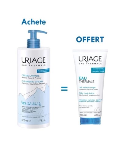 Uriage Eau thermale Crème lavante 500ml +Lait Veloute 200ml OFFERT