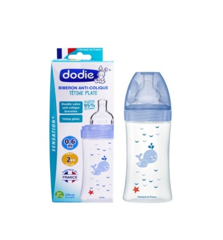 Dodie Biberon senstation+ Tétine plate 270ml 0-6m Mer