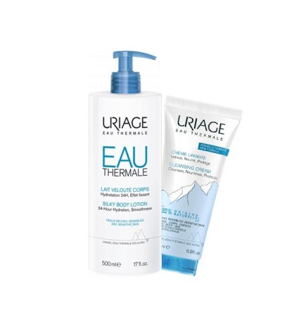 Uriage Eau Thermale Lait veloute 500ml+ Creme lavante 200ml Pack
