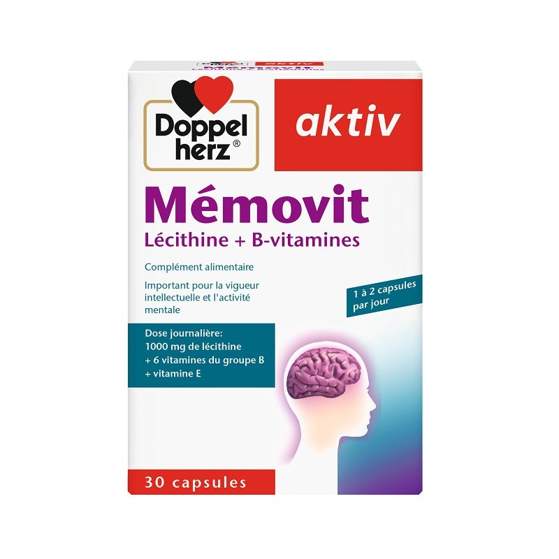 Doppel Herz Aktiv Mémovit Lécithine + B-vitamines 30 Capsules Doppel Herz Aktiv Mémovit Lécithine + B-vitamines 30 Capsules