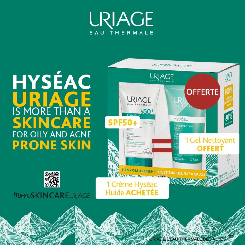 URIAGE Hyseac Fluide Spf50+  égal  Hyseac Gel Nettoyant OFFERT