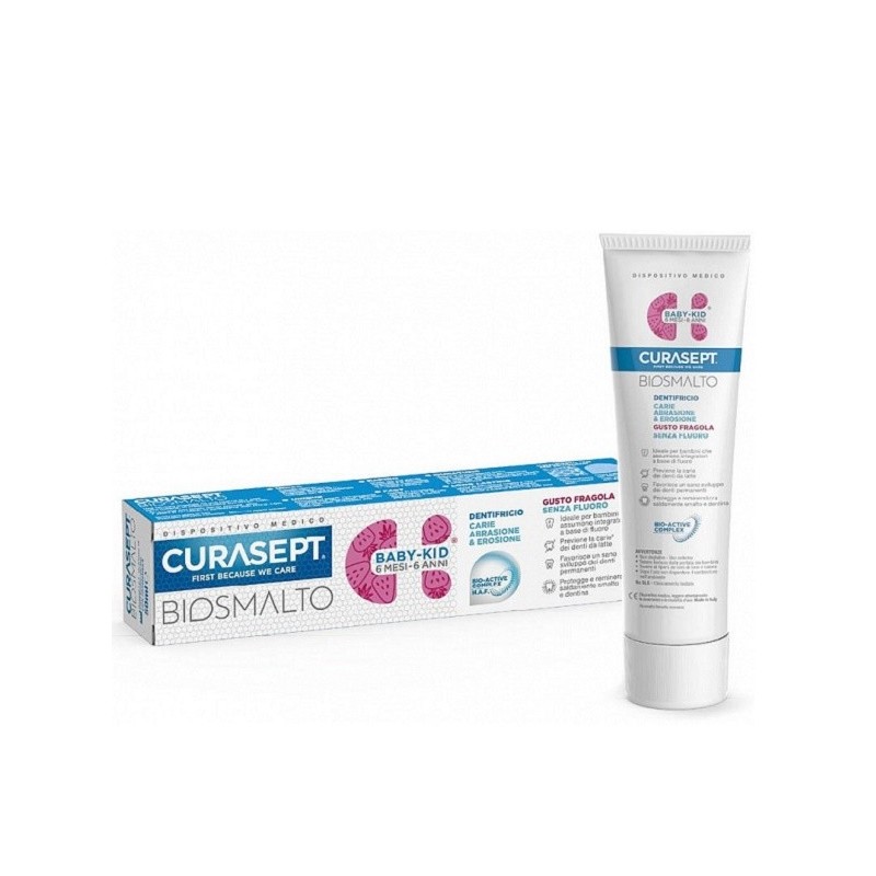 CURASEPT Dentifrice Biosmalt Baby-Kid sans Fluor 6 mois-6 ans- Fraise 50 ml