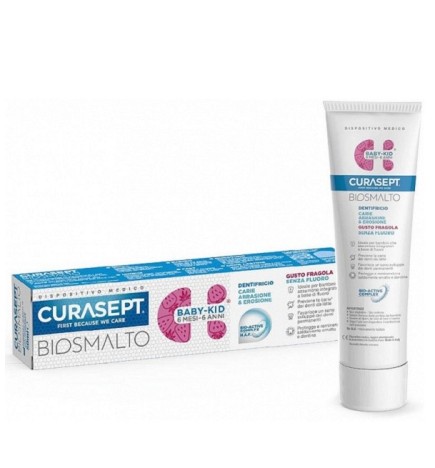 CURASEPT Dentifrice Biosmalt Baby-Kid sans Fluor 6 mois-6 ans- Fraise 50 ml