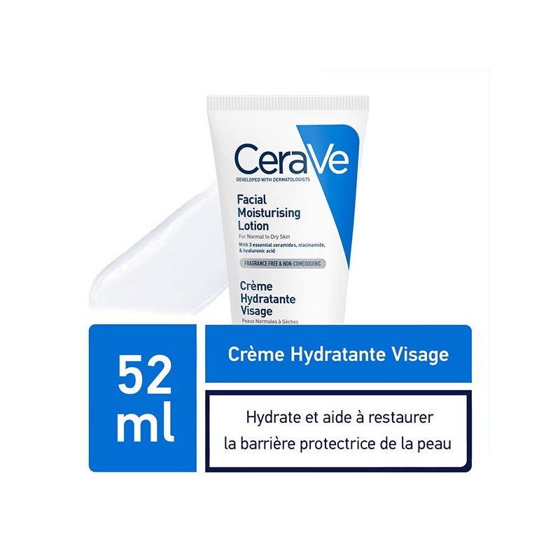 CeraVe Crème Hydratante Visage Peau Normale à Sèche | 52ml