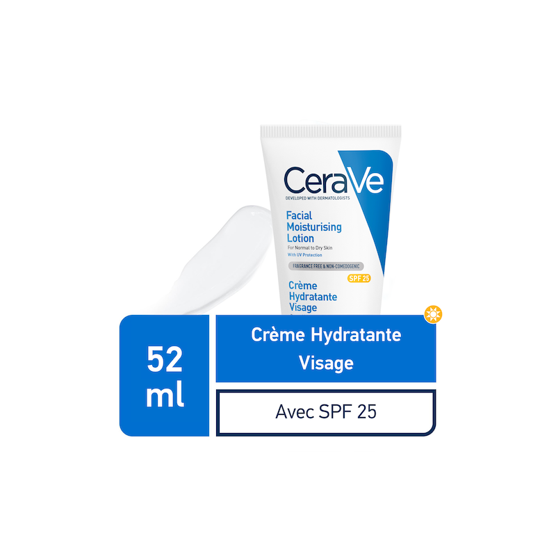 CeraVe Crème Hydratante Visage SPF25 Peau Normale à Sèche | 52ml CeraVe Crème Hydratante Visage SPF25 Peau Normale à Sèche | 52ml