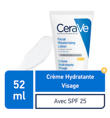 CeraVe Crème Hydratante Visage SPF25 Peau Normale à Sèche | 52ml