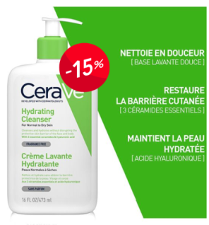 CeraVe Crème Lavante Hydratante Peau Normale à Sèche | 473ml -15%
