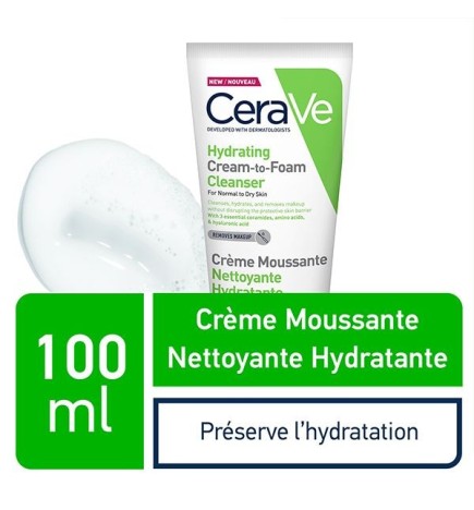 CeraVe Crème Moussante Nettoyante Hydratante Peau Normale à Sèche | 100ml