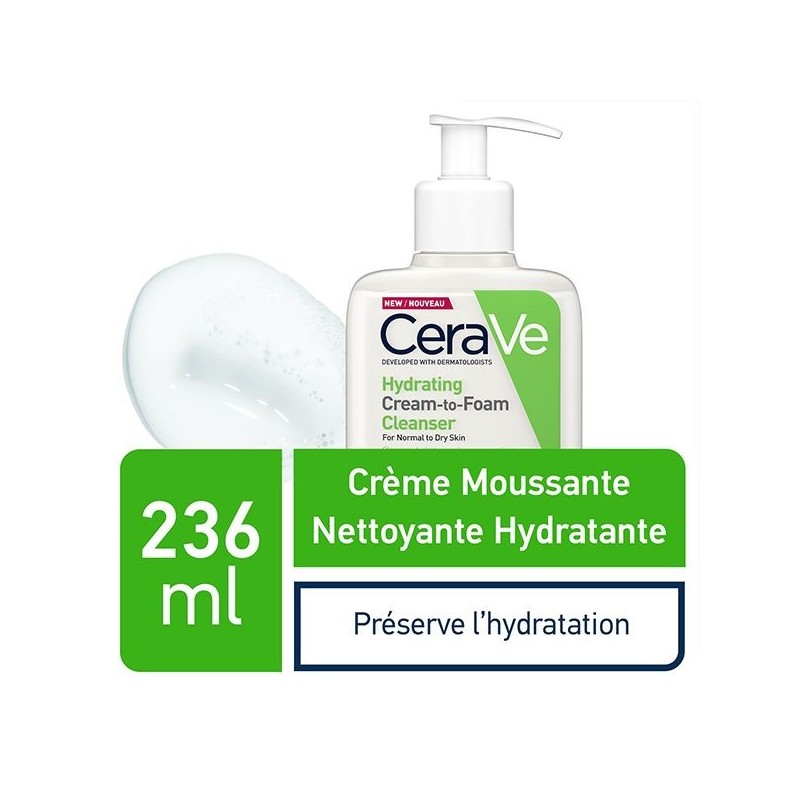CeraVe Crème Moussante Nettoyante Hydratante Peau Normale à Sèche | 236ml